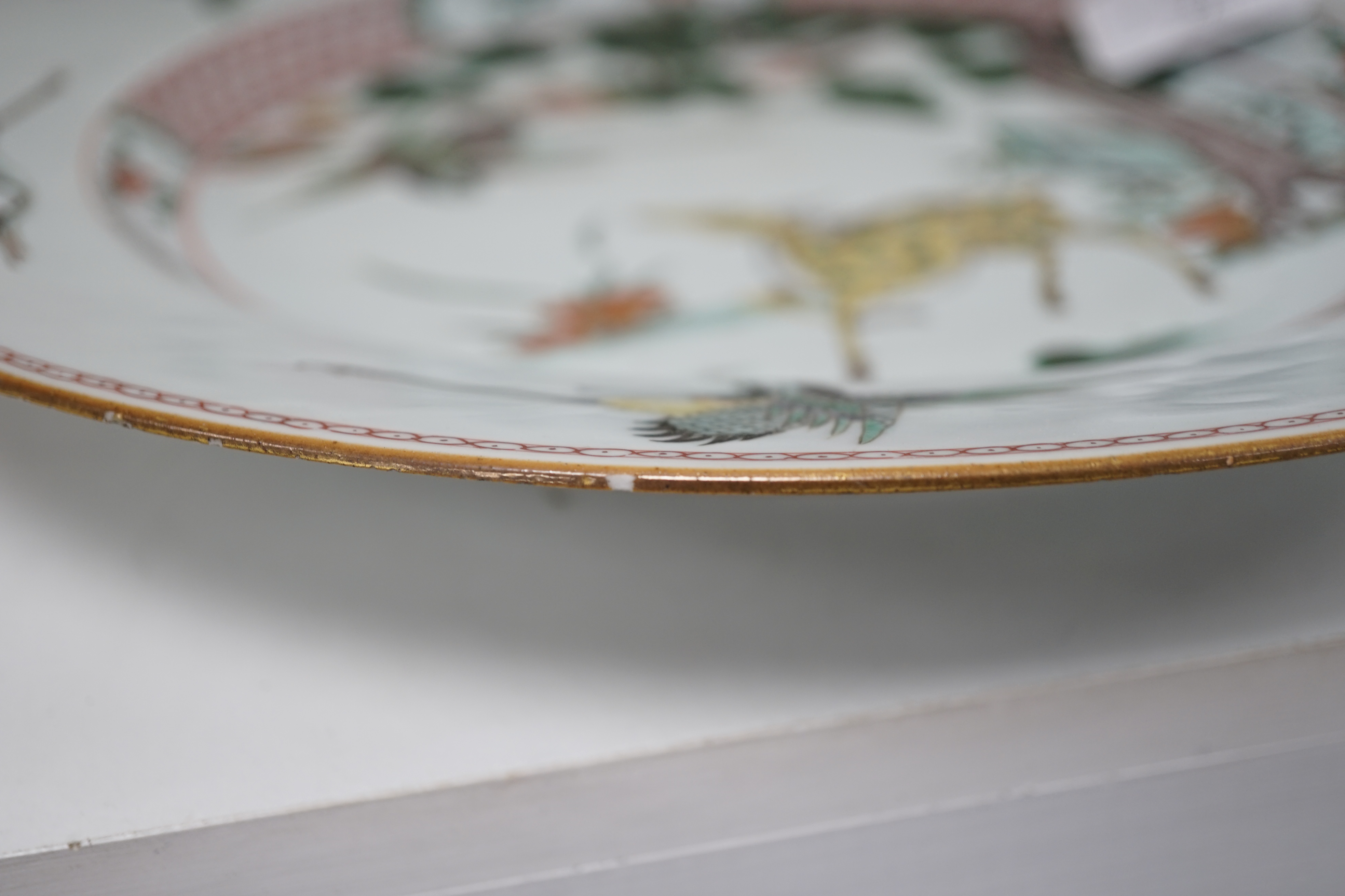 A Chinese famille verte ‘deer and crane’ dish, Kangxi period